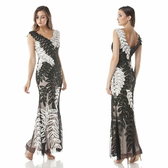 New! JS COLLECTIONS Women's 2-Tone Soutache Embroidered Dress Black White SZ 10 - Picture 1 of 4